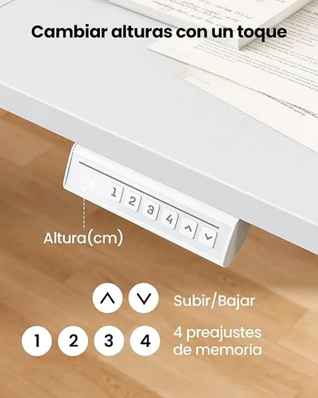 ErGear 120x60, escritorio elevable de color blanco con tablero de 120 cm de ancho — imagen 5 de 6