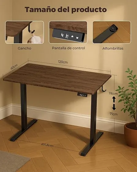 Raplink 120x60, escritorio elevable con tablero de 120 cm de ancho — imagen 5 de 6