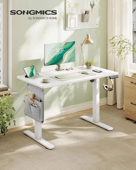 SONGMICS 100x60, escritorio elevable de color blanco mate — imagen 2 de 6