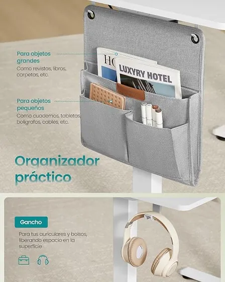 WOLTU 80x48, escritorio elevable de color blanco con tablero de 80 cm de ancho — imagen 6 de 6