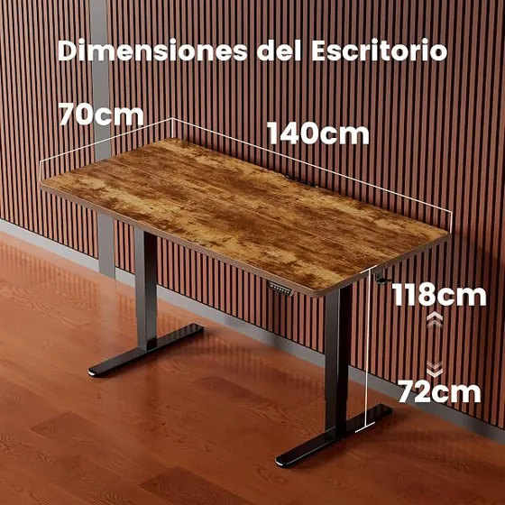 HUANUO marco doble motor, escritorio elevable de color negro — imagen 3 de 6