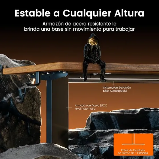 HUANUO marco doble motor, escritorio elevable de color negro — imagen 6 de 6