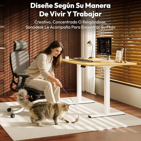 WOLTU marco extensible, escritorio elevable de color blanco — imagen 2 de 6