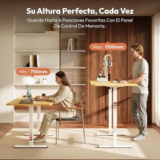 WOLTU marco extensible, escritorio elevable de color blanco — imagen 4 de 6
