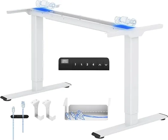 FLEXISPOT E1 Pro (estructura), escritorio elevable de color blanco