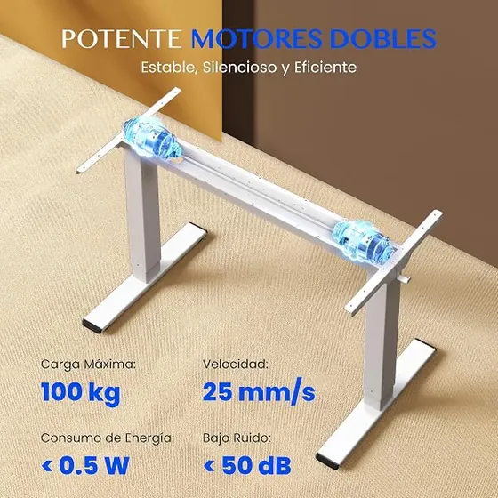 FLEXISPOT E1 Pro (estructura), escritorio elevable de color blanco — imagen 4 de 6