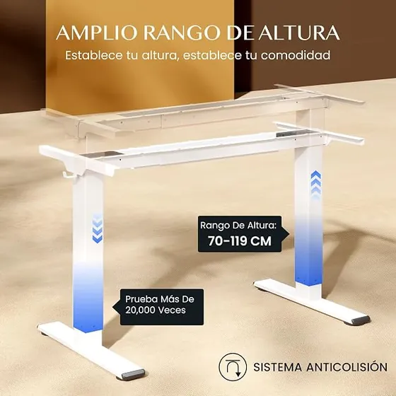 FLEXISPOT E1 Pro (estructura), escritorio elevable de color blanco — imagen 5 de 6
