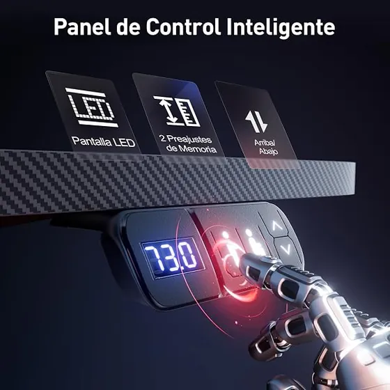 HLFURNIEU gaming 120x60, escritorio elevable de color negro con tablero de 120 cm de ancho — imagen 5 de 6