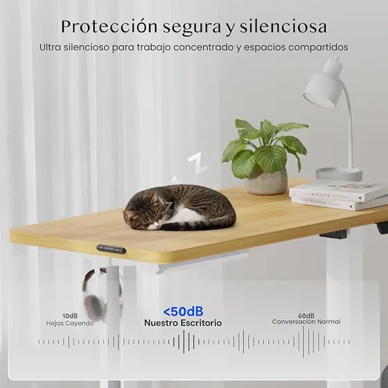 VASAGLE 120x60, escritorio elevable de color blanco nube con tablero de 120 cm de ancho — imagen 5 de 6