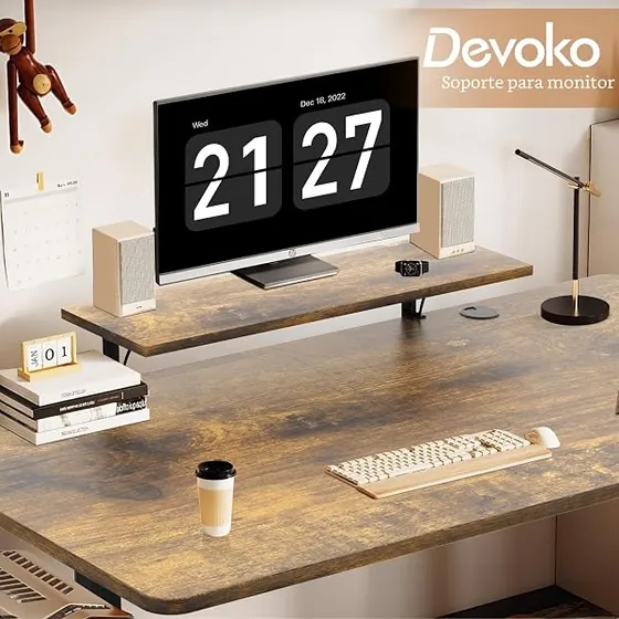 HLFURNIEU 120x60 con regleta, escritorio elevable de color blanco con tablero de 120 cm de ancho — imagen 4 de 6