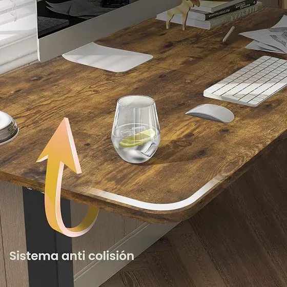 HLFURNIEU 120x60 con regleta, escritorio elevable de color blanco con tablero de 120 cm de ancho — imagen 6 de 6