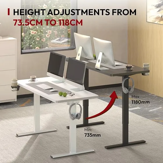 FLEXISPOT tablero entero 120x60, escritorio elevable de color maple — imagen 5 de 6