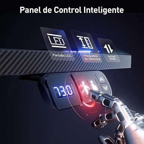 SOLAVERO gaming LED 120x60, escritorio elevable de color negro con tablero de 120 cm de ancho — imagen 5 de 6