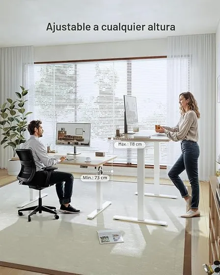 JUMMICO 120x60, escritorio elevable de color blanco con tablero de 120 cm de ancho — imagen 4 de 6