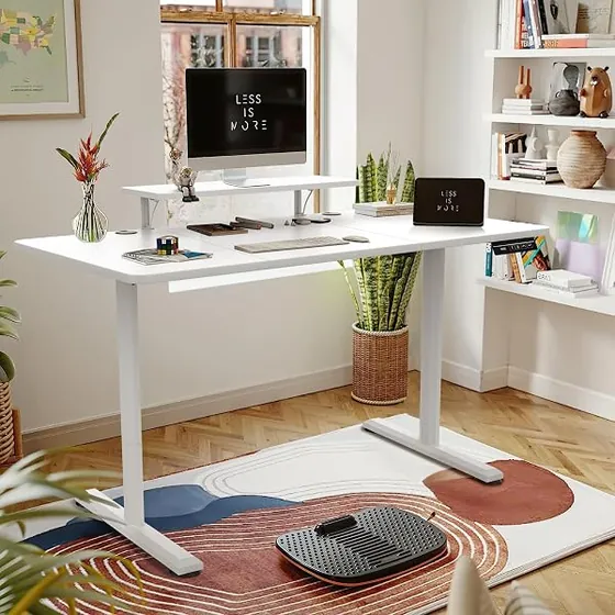 Devoko 160x80 USB-C, escritorio elevable de color marrón con tablero de 160 cm de ancho — imagen 2 de 6