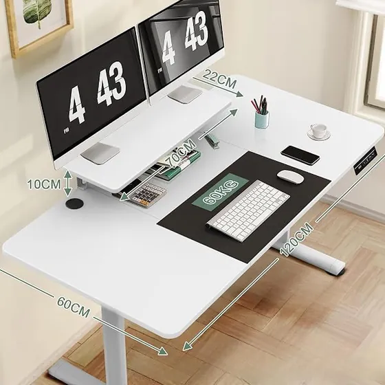 Devoko 160x80 USB-C, escritorio elevable de color marrón con tablero de 160 cm de ancho — imagen 5 de 6