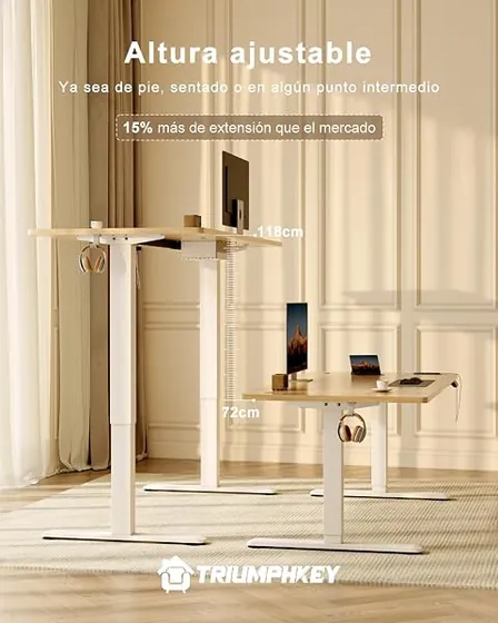 SANODESK 110 tablero entero, escritorio elevable de color blanco+blanco marco — imagen 4 de 6