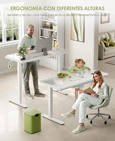 OffiGo cristal 120x60, escritorio elevable de color blanco con tablero de 120 cm de ancho — imagen 3 de 6