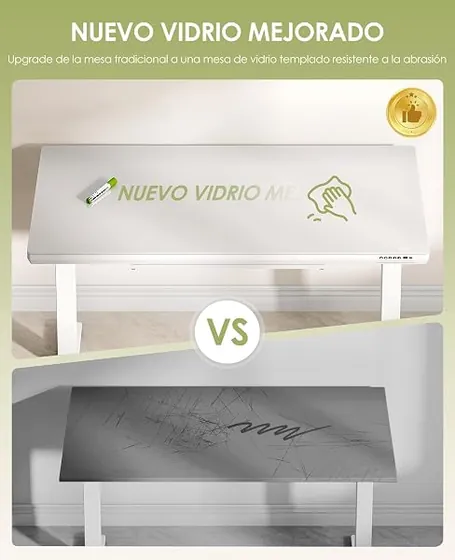 OffiGo cristal 120x60, escritorio elevable de color blanco con tablero de 120 cm de ancho — imagen 5 de 6