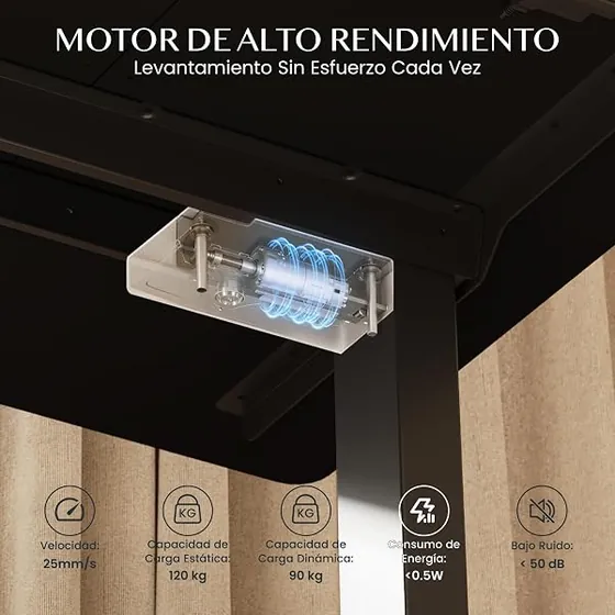 FLEXISPOT 200x80 doble motor, escritorio elevable de color negro+negro — imagen 4 de 6