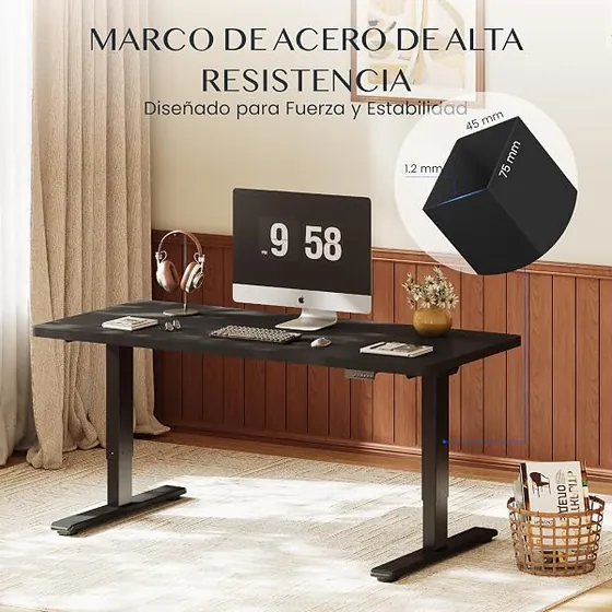 FLEXISPOT 200x80 doble motor, escritorio elevable de color negro+negro — imagen 5 de 6