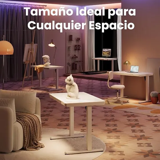 HUANUO 88x50 de cristal, escritorio elevable de color vidrio blanco con tablero de 88 cm de ancho — imagen 2 de 6