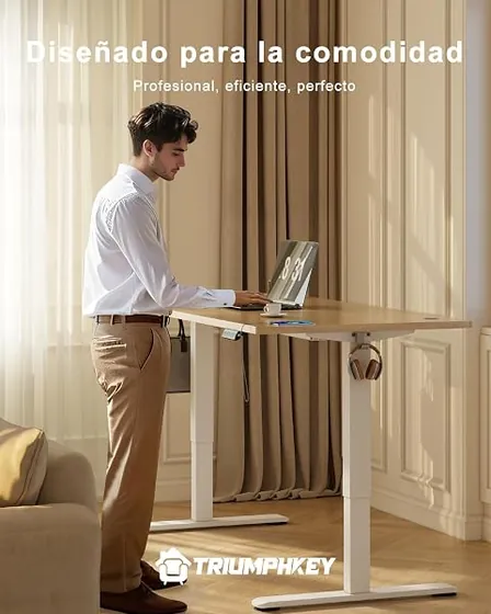 HOMCOM 140x60, escritorio elevable de color blanco con tablero de 140 cm de ancho — imagen 3 de 6