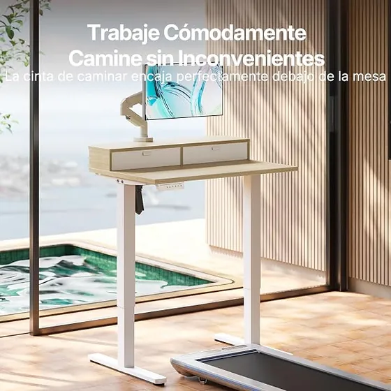 HUANUO 80x53 con cajones, escritorio elevable de color color madera clara con tablero de 80 cm de ancho — imagen 3 de 6