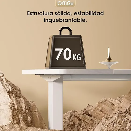 OffiGo 160x70 en U, escritorio elevable de color blanco con tablero de 160 cm de ancho — imagen 5 de 6