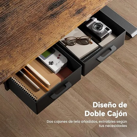 SOLAVERO 120x80 con regleta, escritorio elevable de color marrón con tablero de 120 cm de ancho — imagen 5 de 6