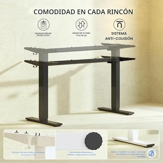 FLEXISPOT marco de escritorio, escritorio elevable de color negro — imagen 5 de 6
