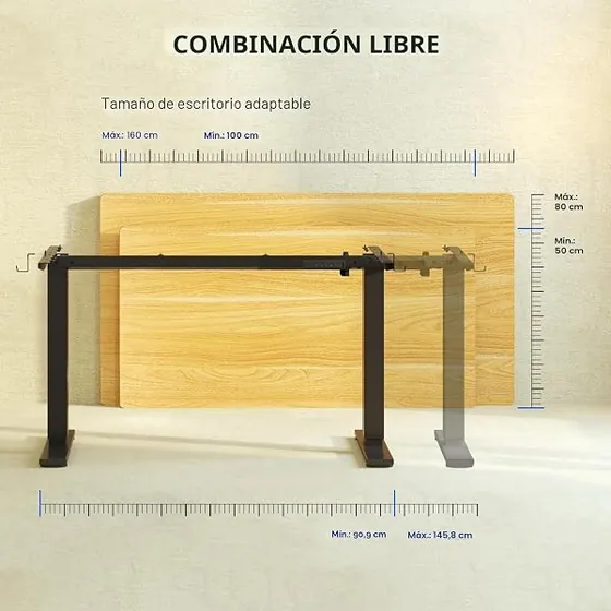 FLEXISPOT marco de escritorio, escritorio elevable de color negro — imagen 6 de 6