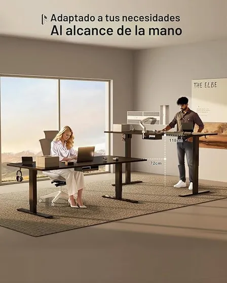 Homall 160x80, escritorio elevable de color negro con tablero de 160 cm de ancho — imagen 6 de 6