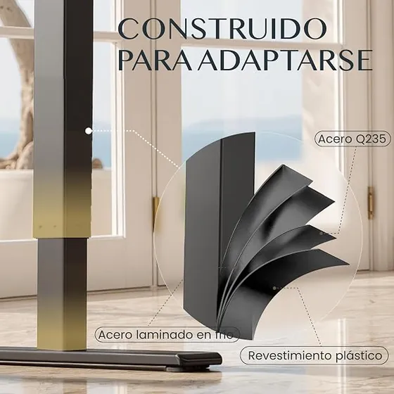 FLEXISPOT 140x80 doble motor, escritorio elevable de color arce y negro con tablero de 140 cm de ancho — imagen 5 de 6