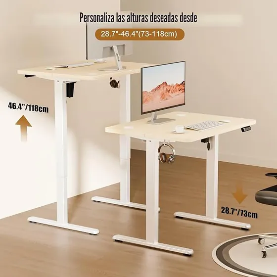 ERGOMAKER 80x60, escritorio elevable de color roble con tablero de 80 cm de ancho — imagen 4 de 6
