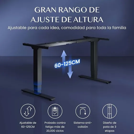 FLEXISPOT EC5 Plus (estructura), escritorio elevable de color negro — imagen 6 de 6