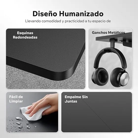 SENSE7 gaming 140x70, escritorio elevable de color negro con tablero de 140 cm de ancho — imagen 6 de 6