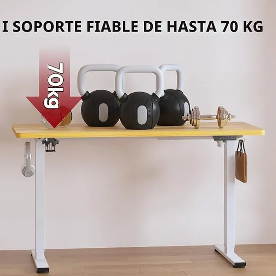 SANODESK QS+ 140x60, escritorio elevable de color blanco+arce con tablero de 140 cm de ancho — imagen 5 de 6
