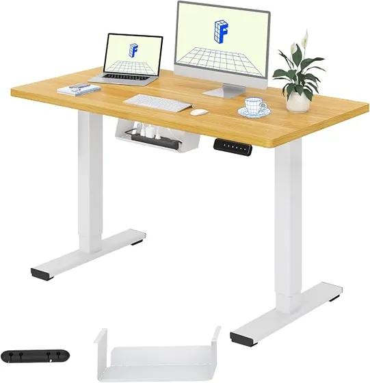 FLEXISPOT 100x60 monobloque, escritorio elevable de color arce con tablero de 100 cm de ancho