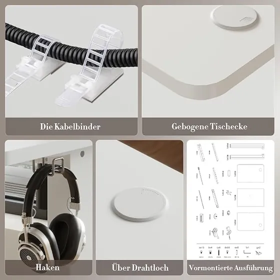 Airfish 140x60 USB, escritorio elevable de color blanco con tablero de 140 cm de ancho — imagen 6 de 6