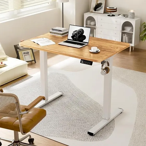 ERGOMAKER 90x60, escritorio elevable de color marrón óxido claro con tablero de 90 cm de ancho — imagen 2 de 6
