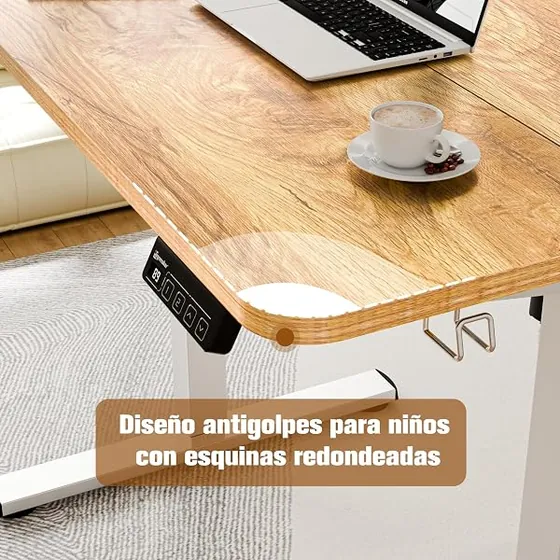 ERGOMAKER 90x60, escritorio elevable de color marrón óxido claro con tablero de 90 cm de ancho — imagen 4 de 6