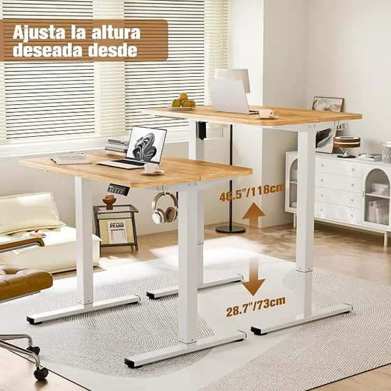 ERGOMAKER 90x60, escritorio elevable de color marrón óxido claro con tablero de 90 cm de ancho — imagen 5 de 6
