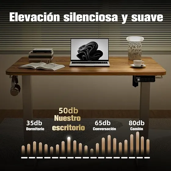 ERGOMAKER 90x60, escritorio elevable de color marrón óxido claro con tablero de 90 cm de ancho — imagen 6 de 6