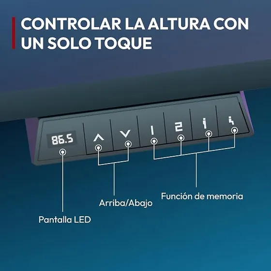 SANODESK QS-Gaming 110x54, escritorio elevable de color negro con tablero de 110 cm de ancho — imagen 4 de 6