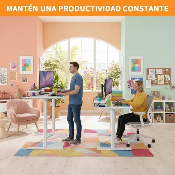 SOSINYA 140x60, escritorio elevable de color blanco con tablero de 140 cm de ancho — imagen 5 de 6