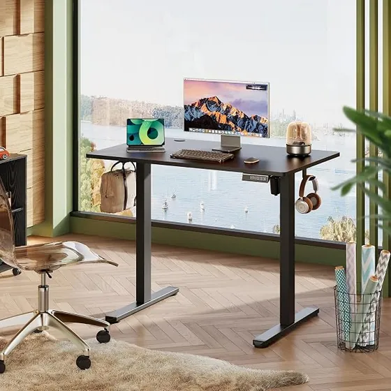 DEVAISE 100x60 monobloque, escritorio elevable de color negro con tablero de 100 cm de ancho — imagen 2 de 6