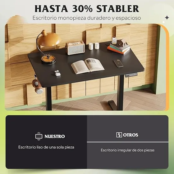 DEVAISE 100x60 monobloque, escritorio elevable de color negro con tablero de 100 cm de ancho — imagen 6 de 6