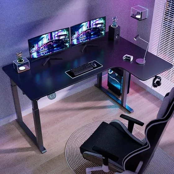 Dripex 180x110 en L, escritorio elevable de color negro con tablero de 160 cm de ancho — imagen 2 de 6