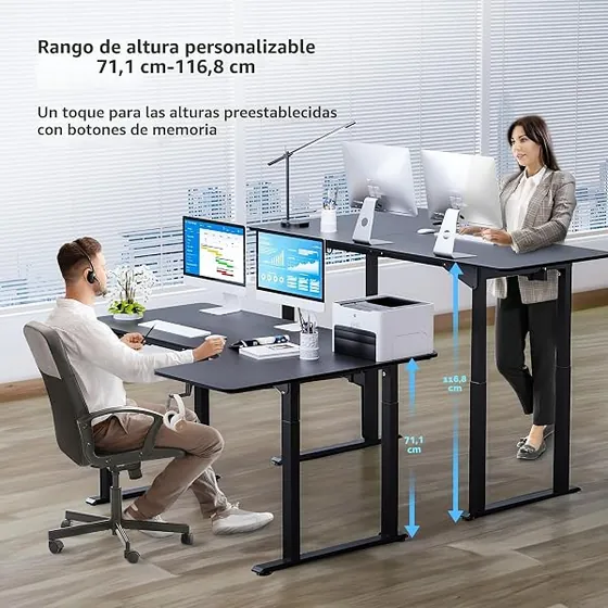 Dripex 180x110 en L, escritorio elevable de color negro con tablero de 160 cm de ancho — imagen 5 de 6